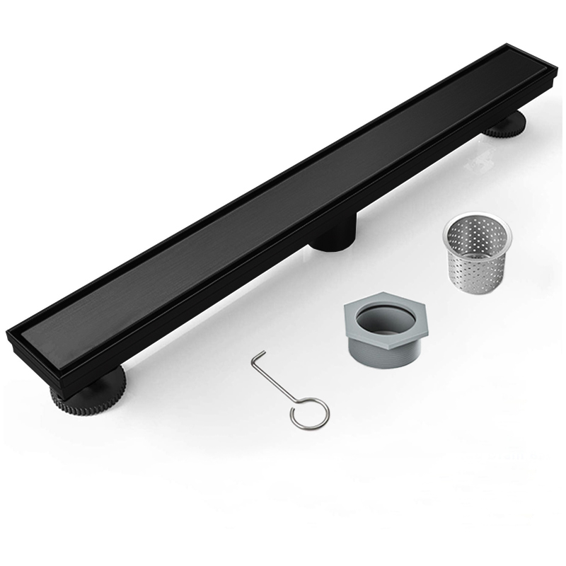 24 Inch Rectangular Matte Black Linear Drain