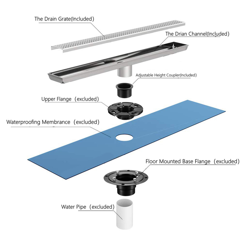 24 Inch Rectangular Square Pattern Grille Drain