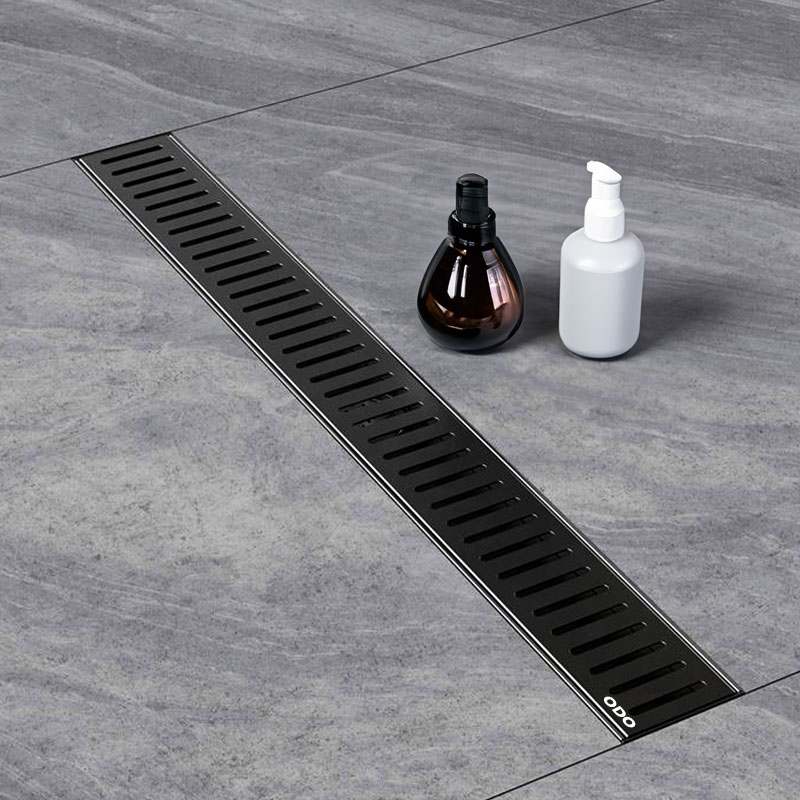 24 Inch Brushed Grey Capsule Pattern Grate Drain