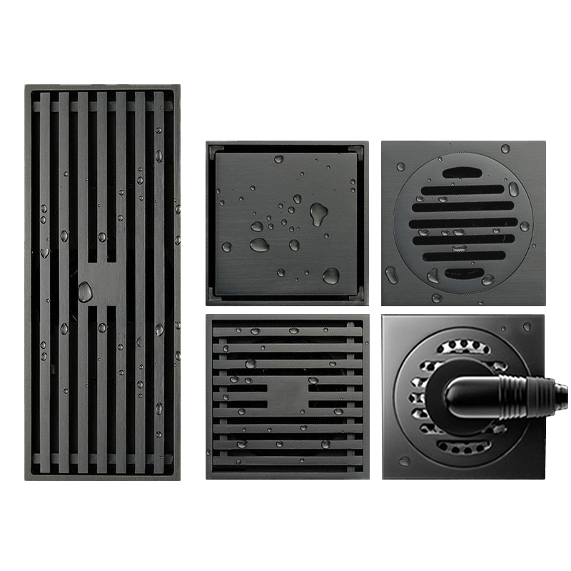 100mm Matte Black Washing Machine Square Drain