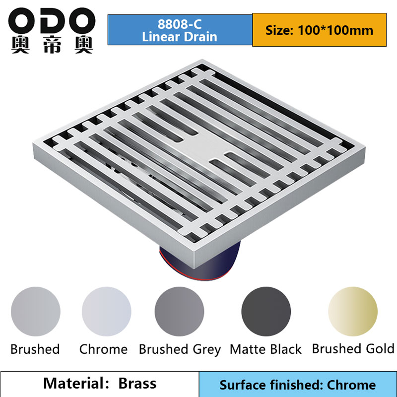 100mm Brass Chrome Linear Grate Drain