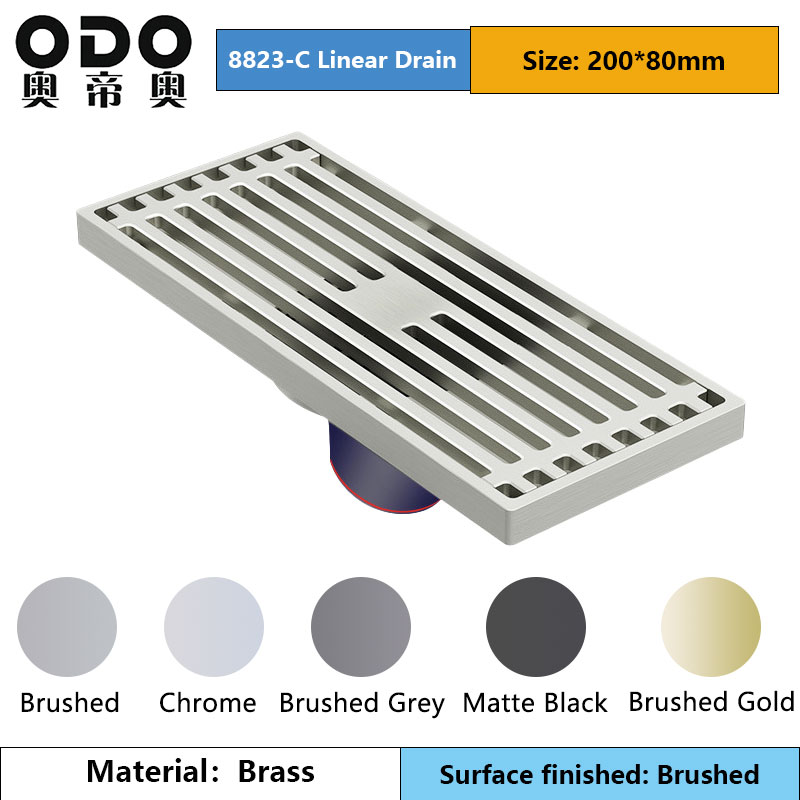 200mm Brass Brushed Linear Grate Drain