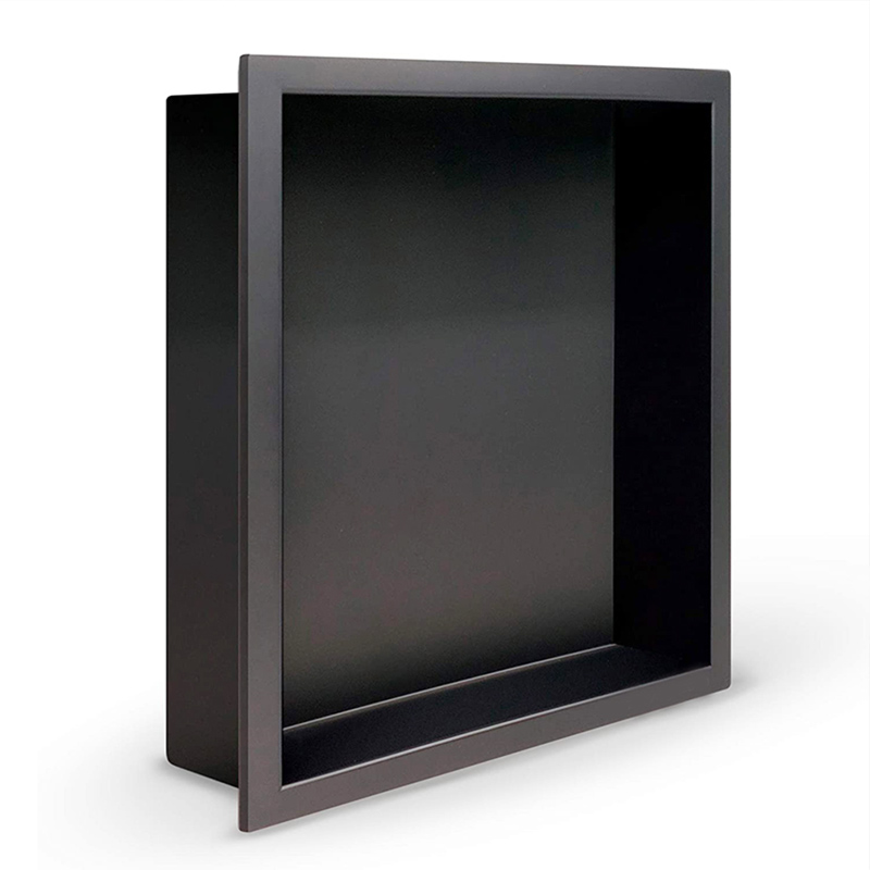 Square Stainless Steel Matte Black Wall Niche