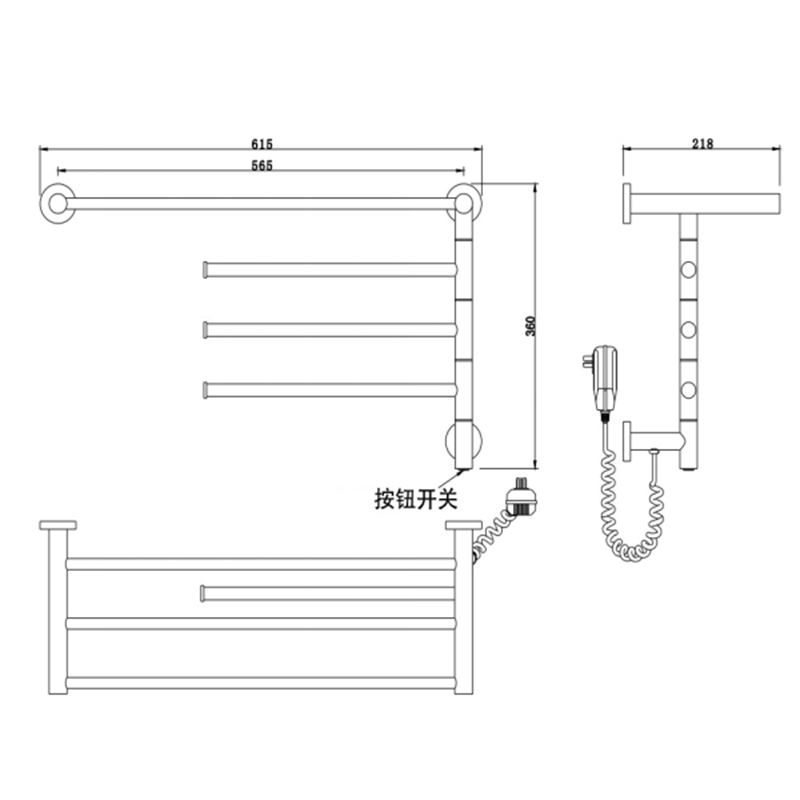 Mirror Polished Electric Heated Towel Rack