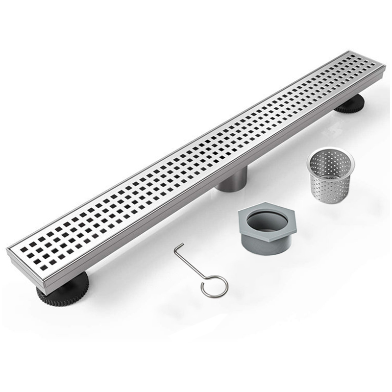 Rectangular Square Pattern Grille Shower Drain