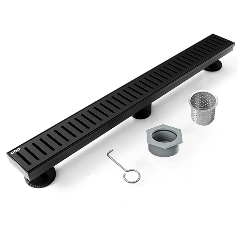 24 Inch Matte Black Capsule Pattern Grate Drain